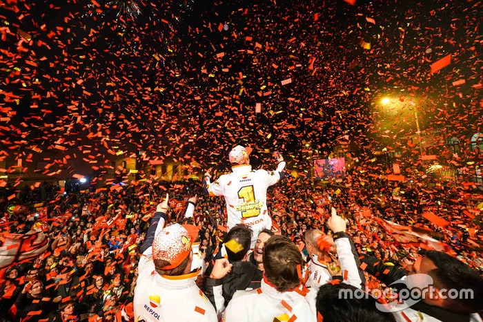 Campeón 2018 Marc Márquez, Repsol Honda Team celebra en Cervera