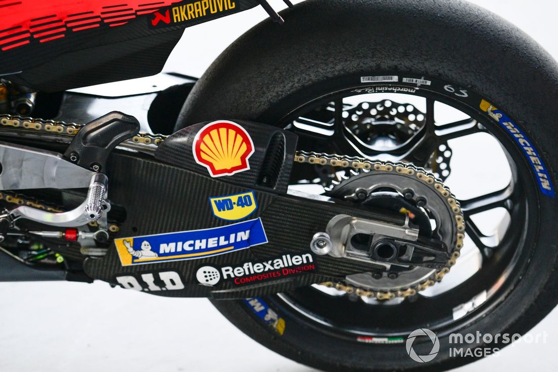 Detalhes da moto da Ducati Team