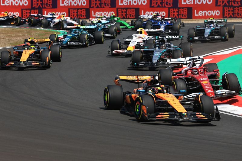 Charles Leclerc, Ferrari, Lando Norris, McLaren, Oscar Piastri, McLaren, George Russell, Mercedes