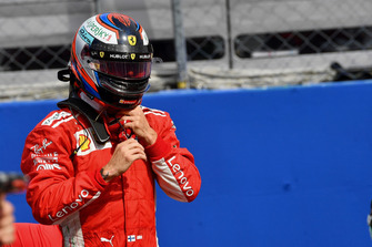 Pole sitter Kimi Raikkonen, Ferrari in parc ferme