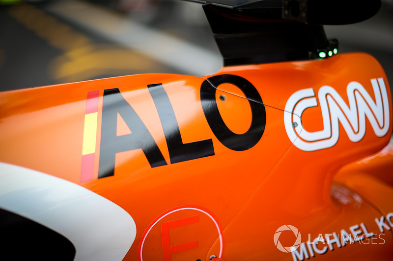 The bodywork detail of Fernando Alonso, McLaren MCL32