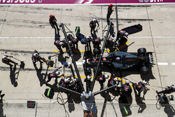 Romain Grosjean, Haas F1 Team VF-17, comes in for a pit stop
