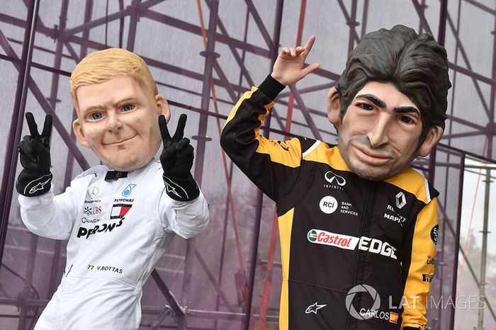 Guiñoles de Carlos Sainz Jr., Renault Sport F1 Team, Valtteri Bottas, Mercedes-AMG F1