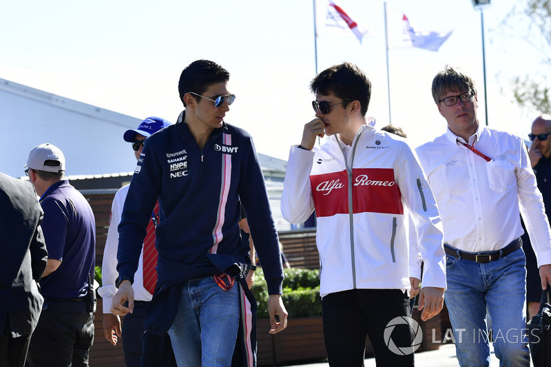 Esteban Ocon, Force India F1 and Charles Leclerc, Sauber