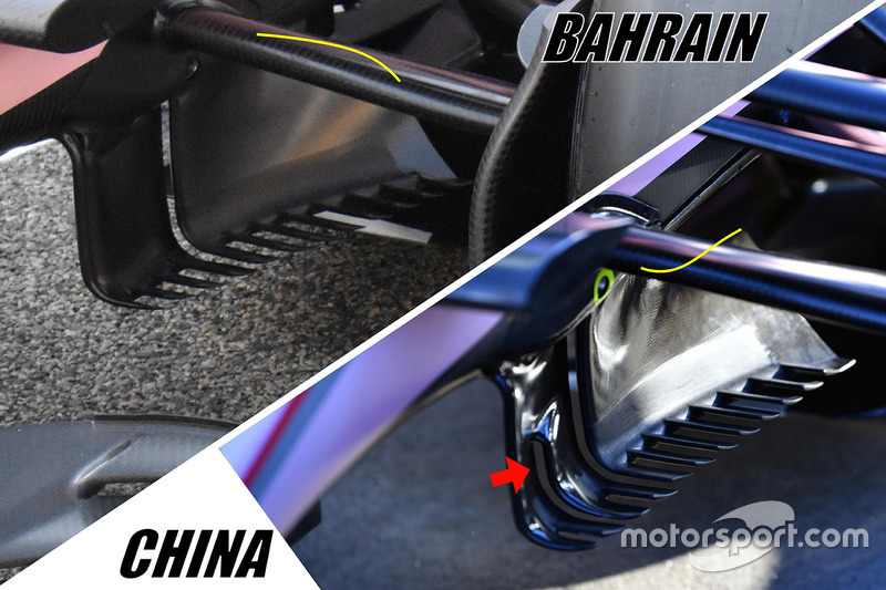 Force India VJM10, confronto dei turning vanes