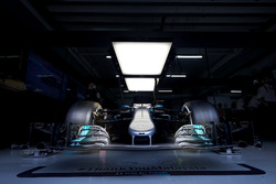 The Mercedes AMG F1 W08 in the garage