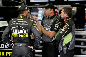Jimmie Johnson, Hendrick Motorsports, Chevrolet Camaro Lowe's for Pros Chad Knaus