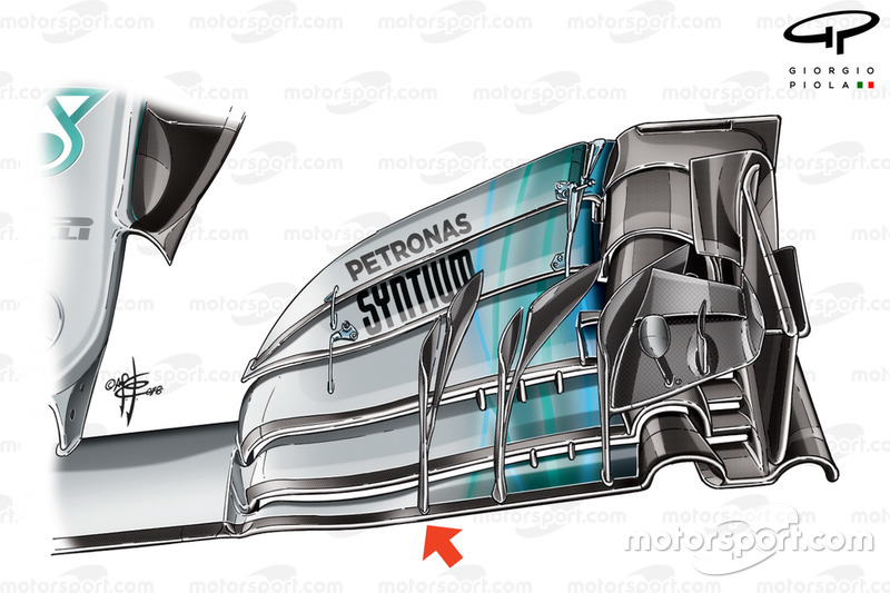 Mercedes W09, első szárny