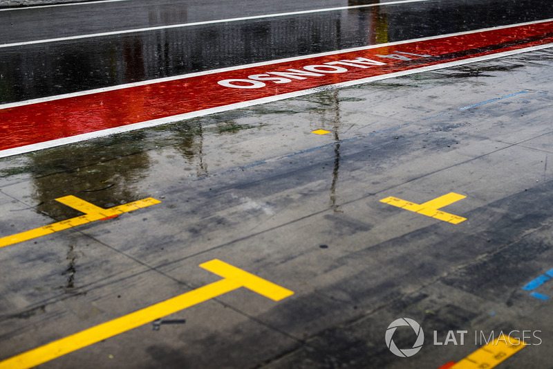 Lluvia en el pitlane