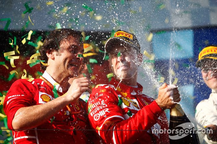 Podio: Sebastian Vettel, Ferrari, Luigi Fraboni, Ferrari