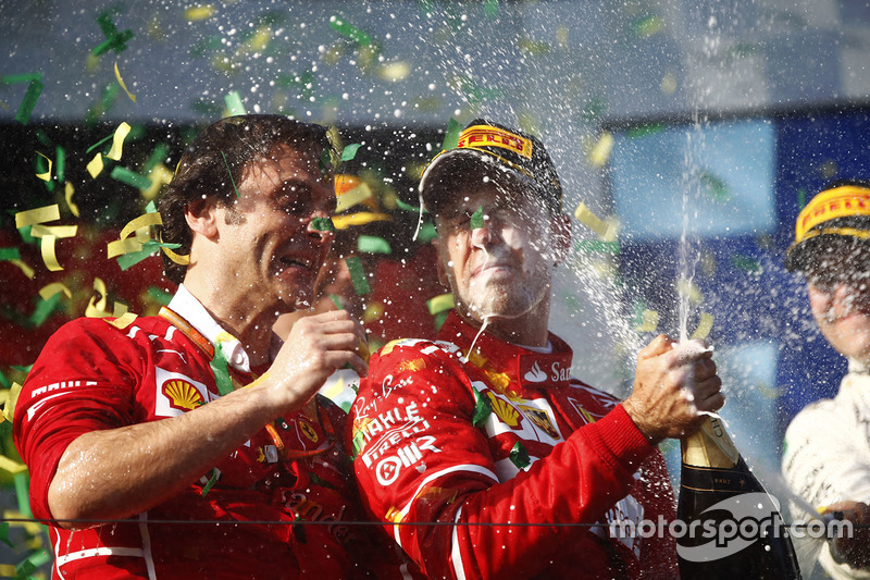 Podio: Sebastian Vettel, Ferrari, Luigi Fraboni, Ferrari
