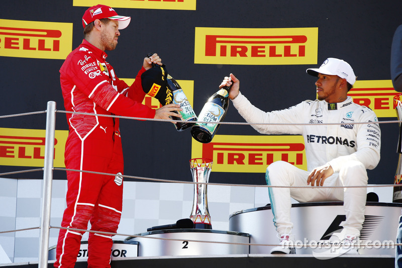 Podium: 2. Sebastian Vettel, Ferrari; 1. Lewis Hamilton, Mercedes AMG F1