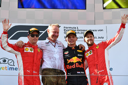 Podium: race winner Max Verstappen, Red Bull Racing, second place Kimi Raikkonen, Ferrari, third place Sebastian Vettel, Ferrari