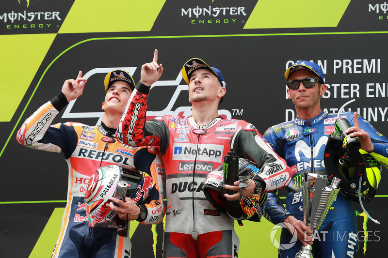 #7 GP de Catalogne - Podium : Jorge Lorenzo, Marc Márquez, Valentino Rossi