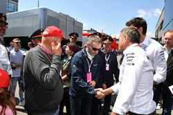 Herbert Kickl, Austrian Interior Minister with Niki Lauda, Mercedes AMG F1 Non-Executive Chairman and Toto Wolff, Mercedes AMG F1 Director of Motorsport