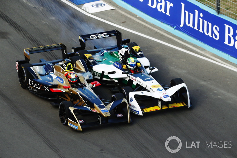 Jean-Eric Vergne, Techeetah, Renault Z.E. 17, battles with Lucas Di Grassi, Audi Sport ABT Schaeffle