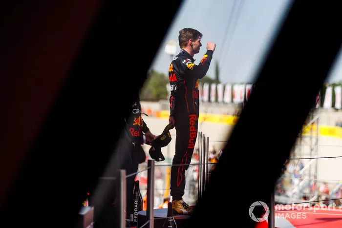 Podio: ganador Max Verstappen, Red Bull Racing