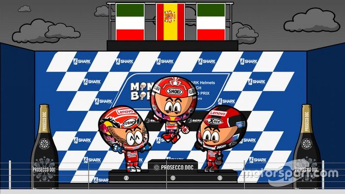 El podio del GP de Francia de MotoGP 2019, por MiniBikers