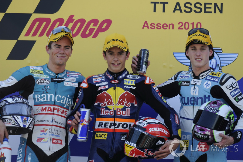 Podio: 1º Marc Márquez, 2º Nico Terol, 3º Pol Espargaró