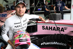 Sergio Perez, Sahara Force India, #FuerzaMexico hashtag in support of the Mexico earthquake victims