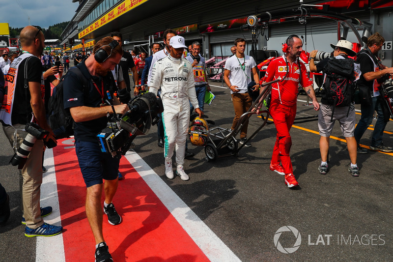 Polesitter Lewis Hamilton, Mercedes AMG F1 celebrates in parc ferme