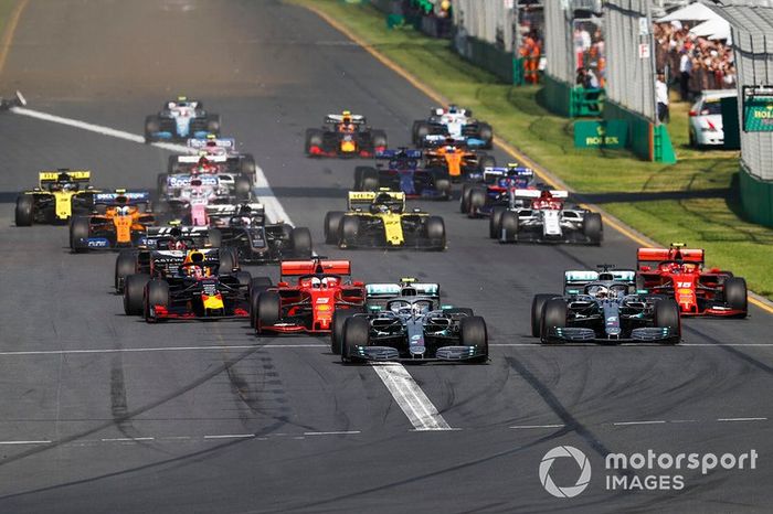 Valtteri Bottas, Mercedes AMG W10, Lewis Hamilton, Mercedes AMG F1 W10, Sebastian Vettel, Ferrari SF90, Charles Leclerc, Ferrari SF90, Max Verstappen, Red Bull Racing RB15