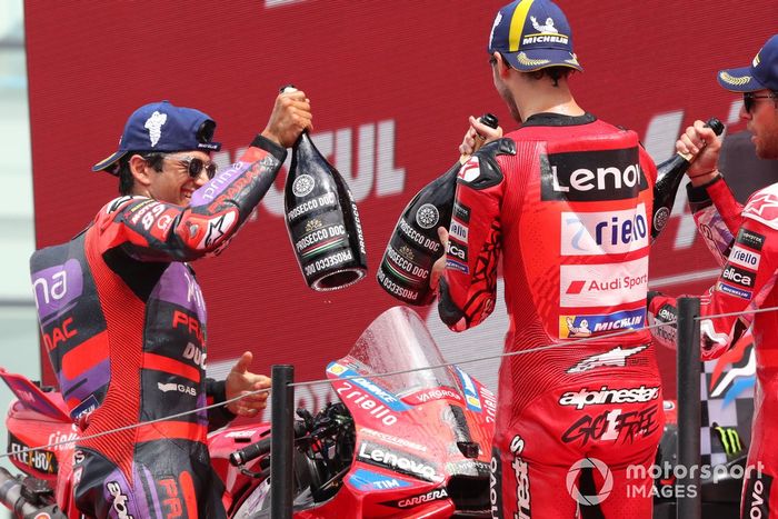 Francesco Bagnaia, Equipo Ducati, Jorge Martín, Pramac Racing, Enea Bastianini, Equipo Ducati