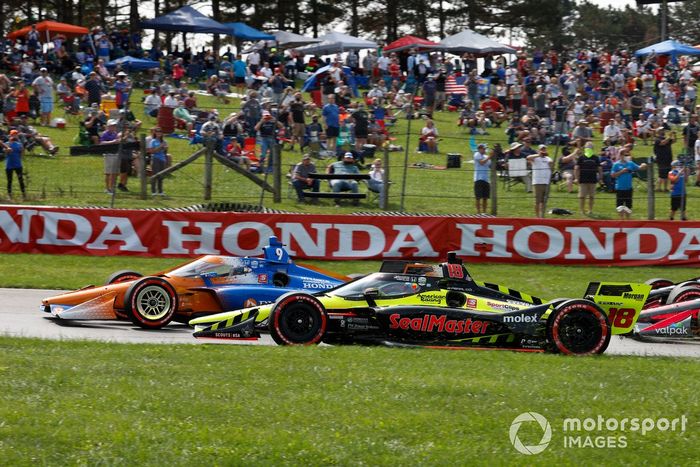 Inicio Santino Ferrucci, Dale Coyne Racing with Vasser Sullivan Honda, Scott Dixon, Chip Ganassi Racing Honda, chocan