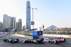 Oliver Turvey, NIO Formula E Team, leads Daniel Abt, Audi Sport ABT Schaeffler, Nick Heidfeld, Mahindra Racing