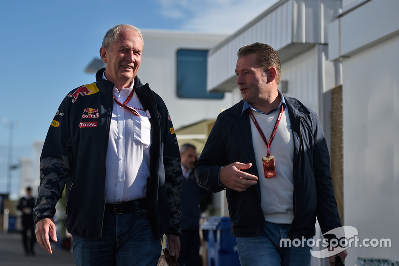 (L to R): Dr Helmut Marko, Red Bull Motorsport Consultant with Jos Verstappen