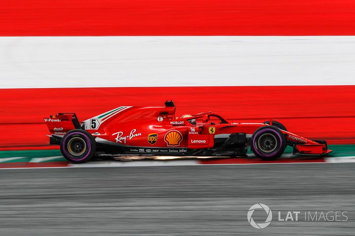 Sebastian Vettel, Ferrari SF71H saca chispas