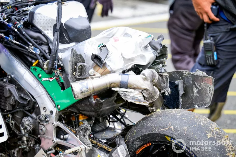 The bike of Johann Zarco, LCR Honda after his crash