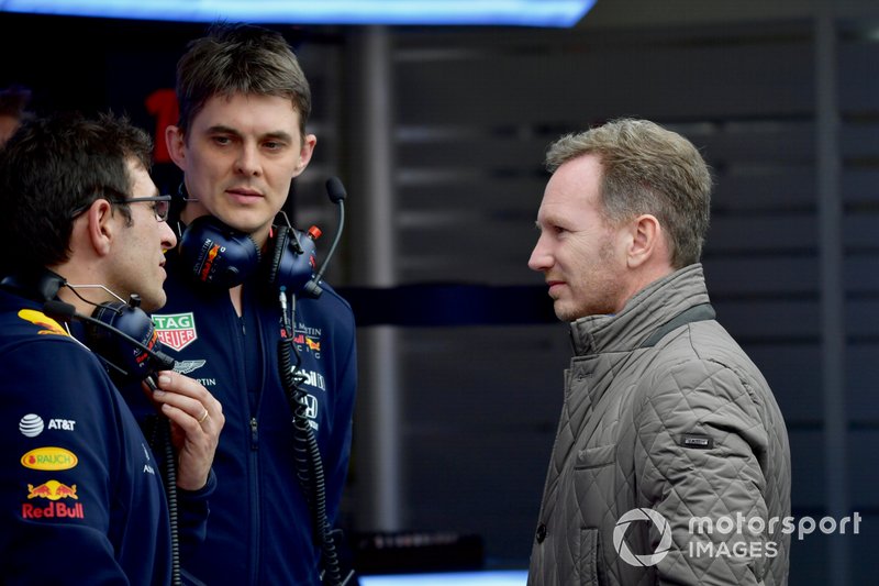 Christian Horner, Team Principal, Red Bull Racing, in the garage