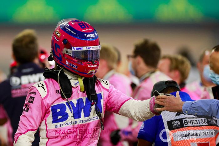 Lance Stroll, Racing Point, 3ª posición, en Parc Ferme