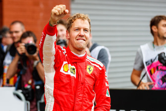 Race winner Sebastian Vettel, Ferrari celebrates in parc ferme