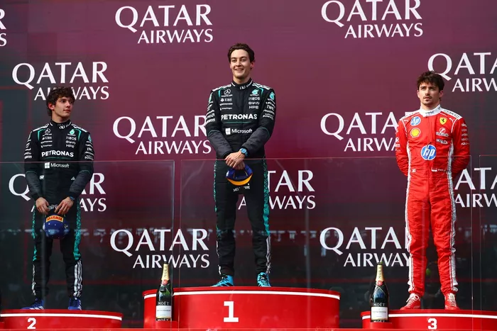 Charles Leclerc, Ferrari, George Russell, Mercedes, Andrea Kimi Antonelli, Mercedes