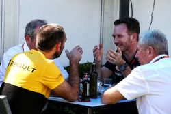 Christian Horner, Red Bull Racing Team Principal with Dr Helmut Marko, Red Bull Motorsport Consultant; Jerome Stoll, Renault Sport F1 President; and Cyril Abiteboul, Renault Sport F1 Managing Director