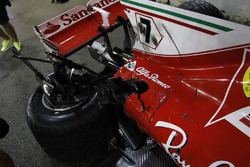 The damaged car of Kimi Raikkonen, Ferrari SF70H after crashing out of the race