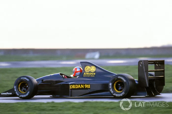 John Watson tests the Jordan 911 which was later renamed the Jordan 191