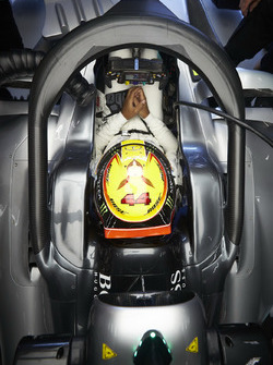 Lewis Hamilton, Mercedes AMG F1, with halo