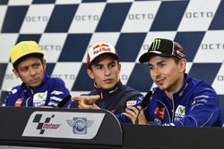 Jorge Lorenzo, Yamaha Factory Racing; Marc Marquez, Repsol Honda Team; Valentino Rossi, Yamaha Facto