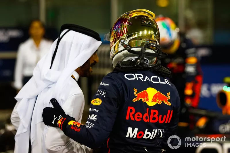 Pole man Max Verstappen, Red Bull Racing e Mohammed bin Sulayem, Presidente FIA