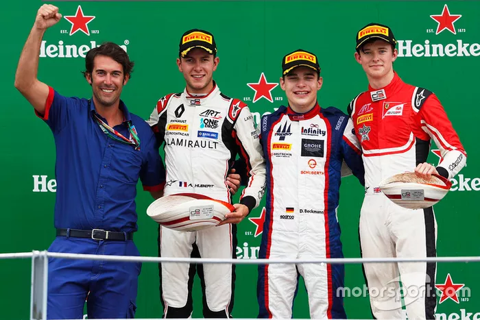 Podio: David Beckmann, Trident, Anthoine Hubert, ART Grand Prix, Callum Ilott, ART Grand Prix