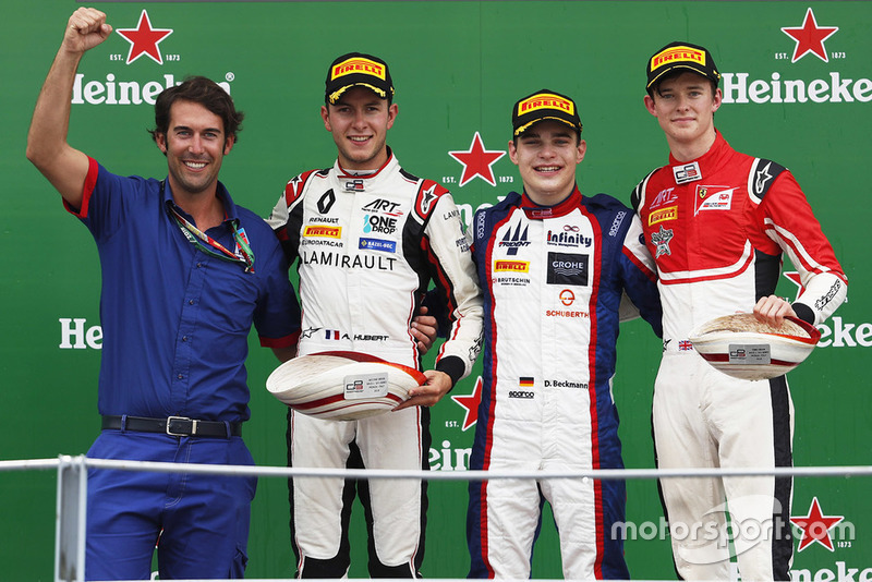 Podio: David Beckmann, Trident, Anthoine Hubert, ART Grand Prix, Callum Ilott, ART Grand Prix