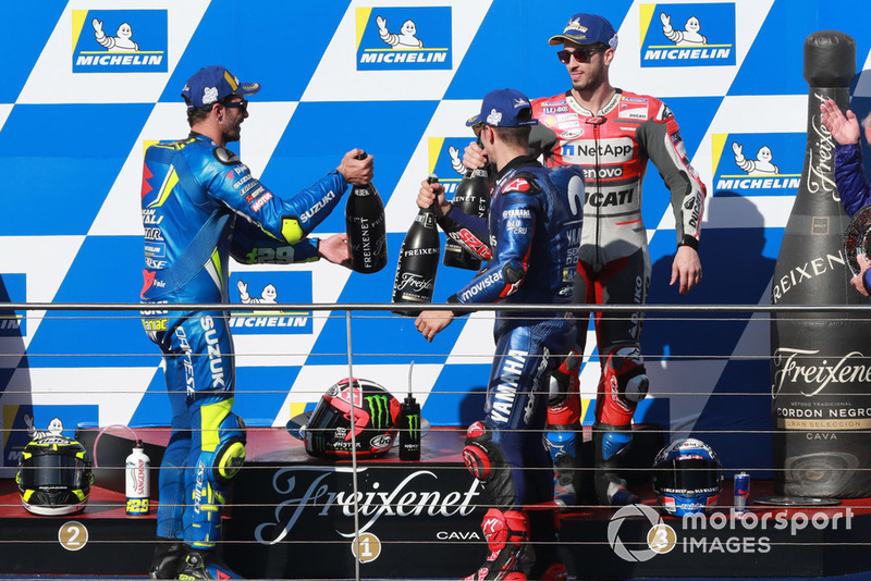 Podium: 1. Maverick Viñales, 2. Andrea Iannone, 3. Andrea Dovizioso