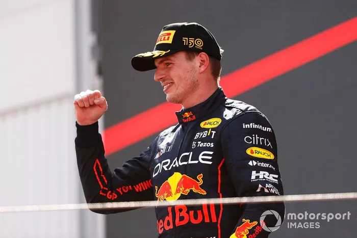 Podio: ganador Max Verstappen, Red Bull Racing