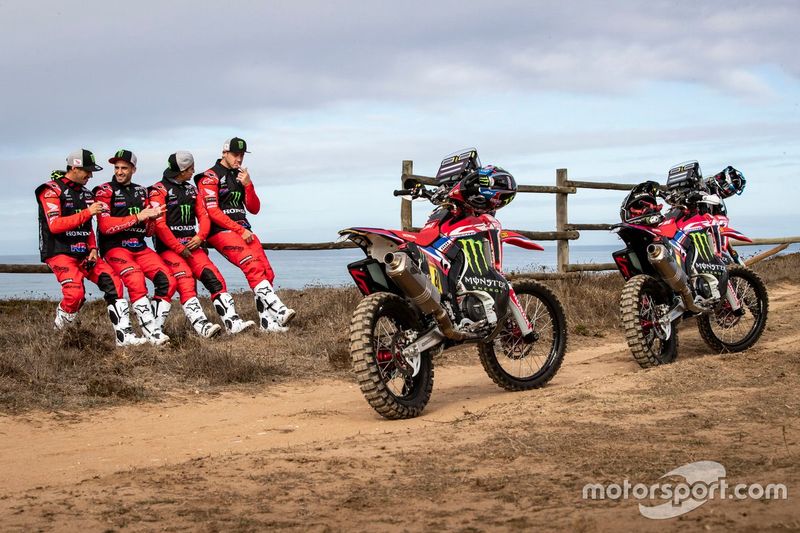 #1 Monster Energy Honda Team: Ricky Brabec, #4 Monster Energy Honda Team: Jose Ignacio Cornejo Florimo, #47 Monster Energy Honda Team: Kevin Benavides, #88 Monster Energy Honda Team: Bort Joan Barreda