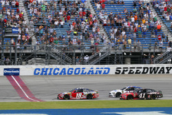 Kyle Busch, Joe Gibbs Racing, Toyota Camry Skittles Red White & Blue drives under the checkered flag to win