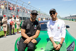 Lewis Hamilton, Mercedes AMG F1 with Russell Wilson