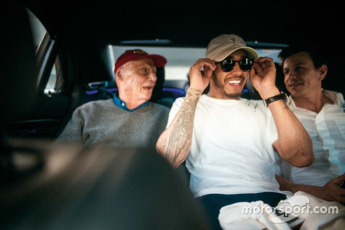 Niki Lauda, Mercedes AMG F1 Presidente no ejecutivo, Lewis Hamilton, Mercedes-Benz F1, Toto Wolff, Director Ejecutivo de Mercedes AMG F1